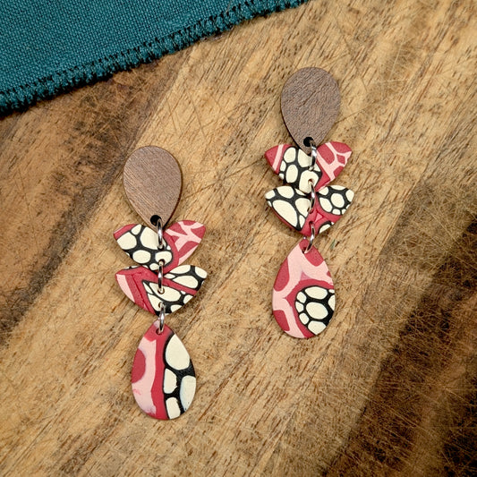 Emily Earrings in Red & Pink