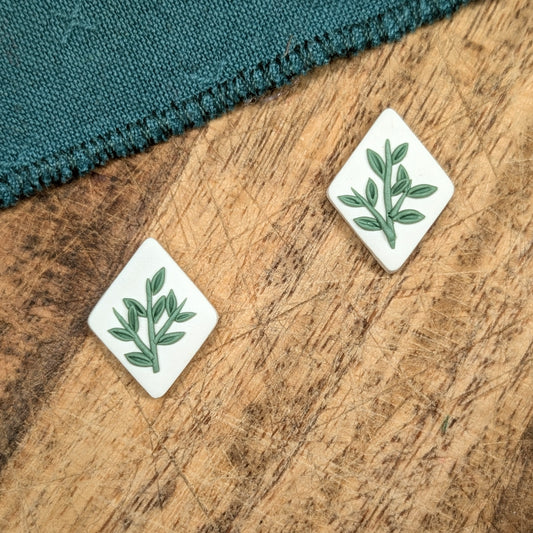 Diamond Stud Earrings in Greenery