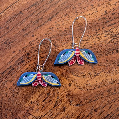 Vibrant Moth Earrings in Stripes