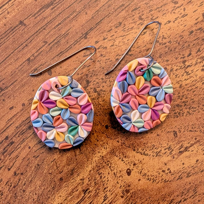 Oval Earrings in Rainbow Floral