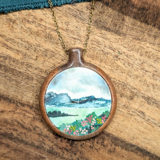 Landscape Necklace - Flowers on a Stormy Spring Morning