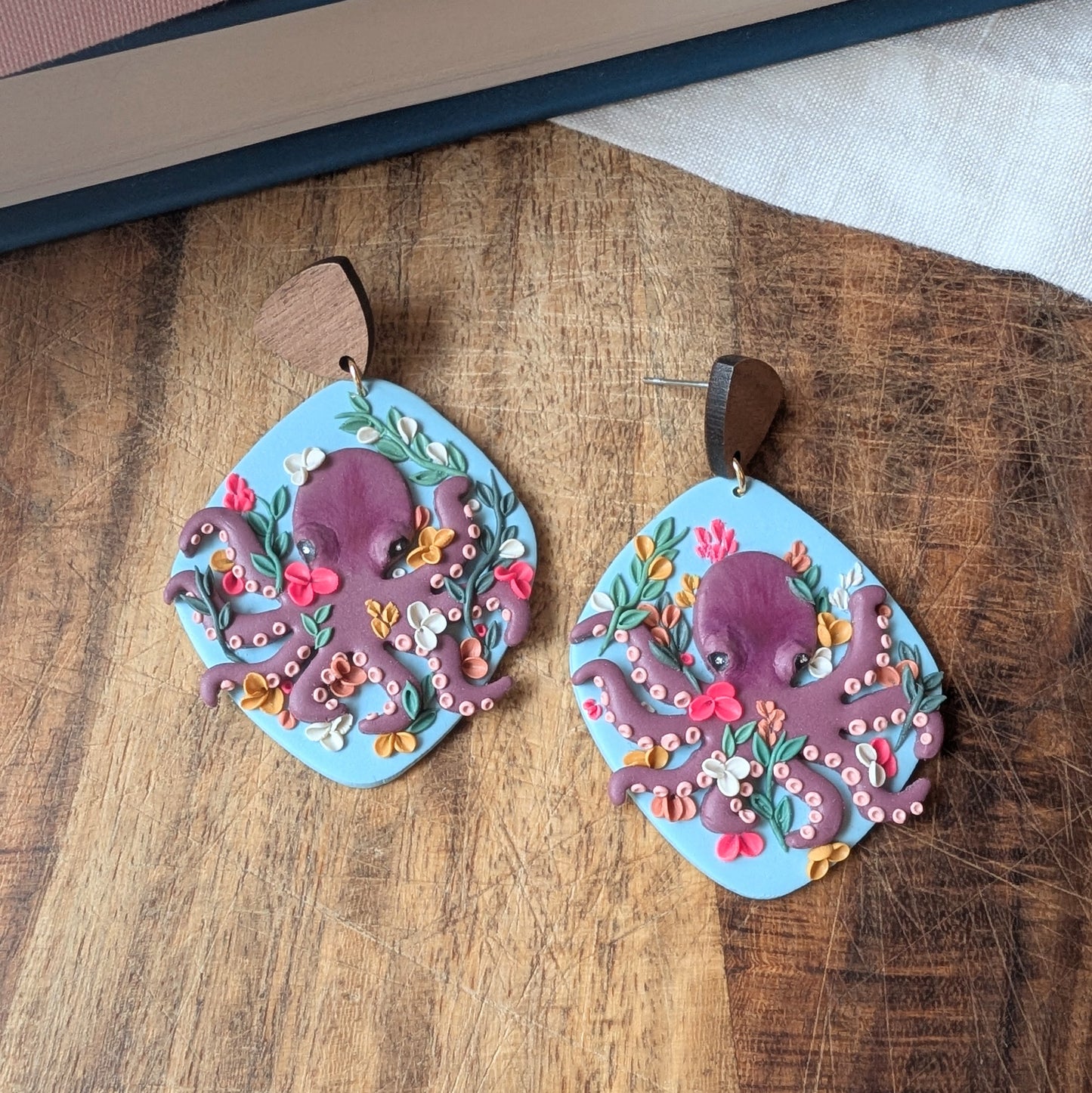 Elaine Earrings in Floral Octopus