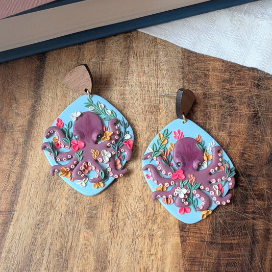 Elaine Earrings in Floral Octopus