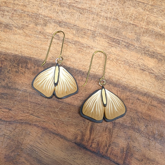Moth Earrings in Yellow Ochre