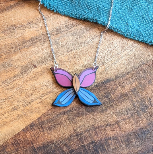 Bold Rainbow Butterfly Necklace